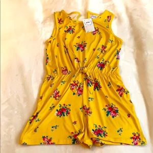 Girls Romper Sz 12 yellow floral